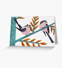Happy Long-Tailed Tits Greeting Card