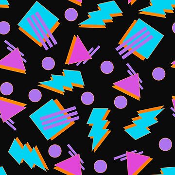 Artwork thumbnail, Funky Vintage Memphis Style Design on Black Background by LaRoach