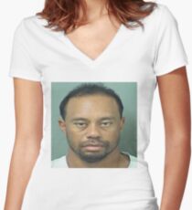 Tiger Woods Mugshot Women's Fitted V-Neck T-Shirt