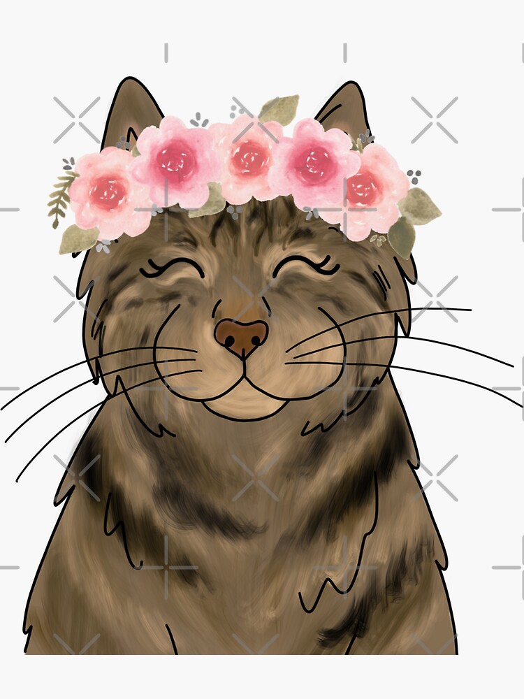 "Floral Crown Tabby Cat" Sticker by ktscanvases Redbubble