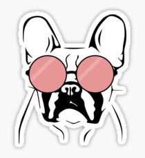 Cool Bulldog with Pink Sunglasses Sticker
