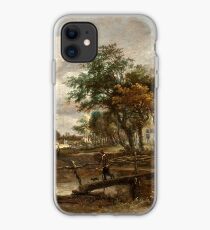 Meindert Hobbema - Landscape with a Footbridge iPhone Case