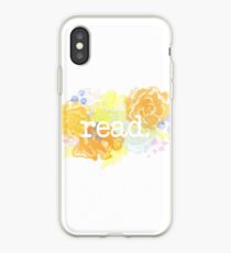 Vinilo o funda para iPhone Leer con flores (naranja)