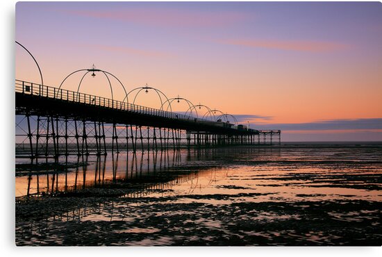 Southport Pier in the UK sunset Canvas Art Cheap Wall Print Home Interior