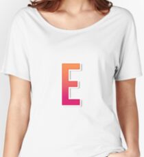 The Letter E Typography Sticker Women's Relaxed Fit T-Shirt