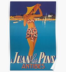 Juan Les Pins, France Vintage Travel Poster Poster