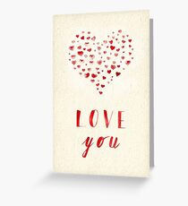 Love you! Watercolor Hearts. Greeting Card
