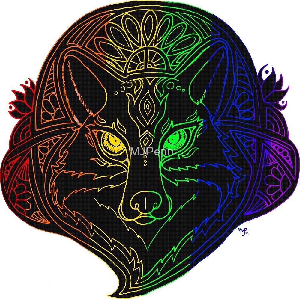 Rainbow Wolf 1 w/ black Background