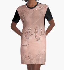 LIEBE Rose Gold Glitter Glam T-Shirt Kleid