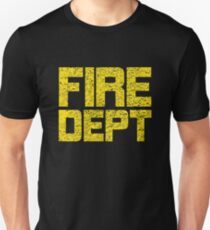 Fire Dept Classic Yellow Logo Firefighter Slim Fit T-Shirt