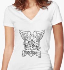 Run Forever - Feather Emblem. Women's Fitted V-Neck T-Shirt