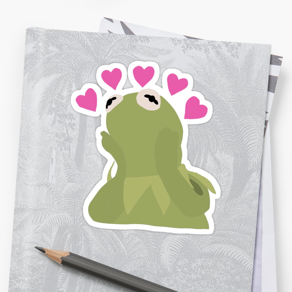 Kermit Emoji Heart Meme Drawing Sticker By Outletmerch Redbubble.