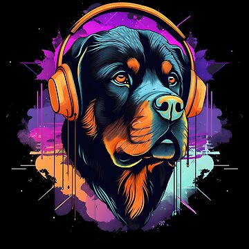 Dog Wearing Headphones Listening to Music Sticker for Sale by objectiveuno