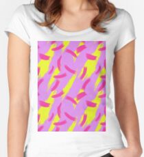 Neon Brush Stroke Pattern Women's Fitted Scoop T-Shirt