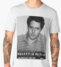 Painting of Hugh Grant Mug Shot 1995 Black And White Men's Premium T-Shirt