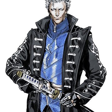 Vergil from devil may cry 5 in an anime art style