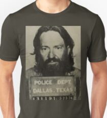 Willie Nelson Mug Shot Vertical Sepia Unisex T-Shirt