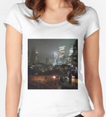 Night Lower Manhattan Women's Fitted Scoop T-Shirt