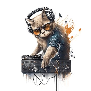 Cat DJ, Cat with Headphones | Sticker