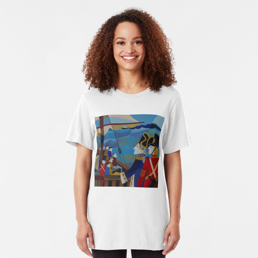 H.M.S.SARAH IN STORM BAY 1837 Slim Fit T-Shirt