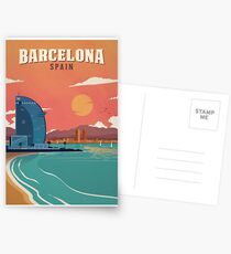 Weinlese-Barcelona Spanien Beach Poster Postkarten