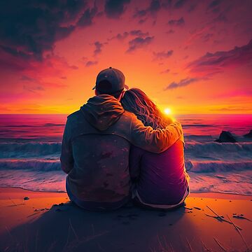 Couple Beach Sunset | Poster