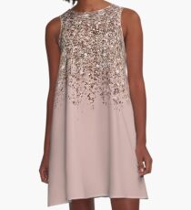 Erröten Rosa Rose Gold Bronze Cascading Glitter A-Linien Kleid