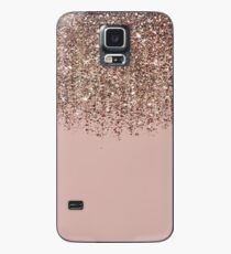 Blush Pink Rose Gold Bronze Cascading Glitter Case/Skin for Samsung Galaxy