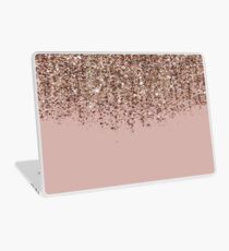 Erröten Rosa Rose Gold Bronze Cascading Glitter Laptop Folie