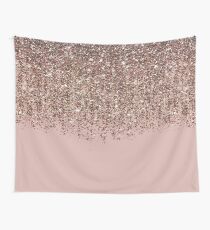 Blush Pink Rose Gold Bronze Cascading Glitter Wall Tapestry