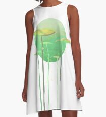 Bright Green Leaves A-Line Dress