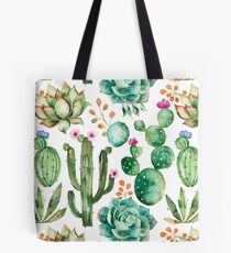 Watercolor Cactus Pattern Tote Bag