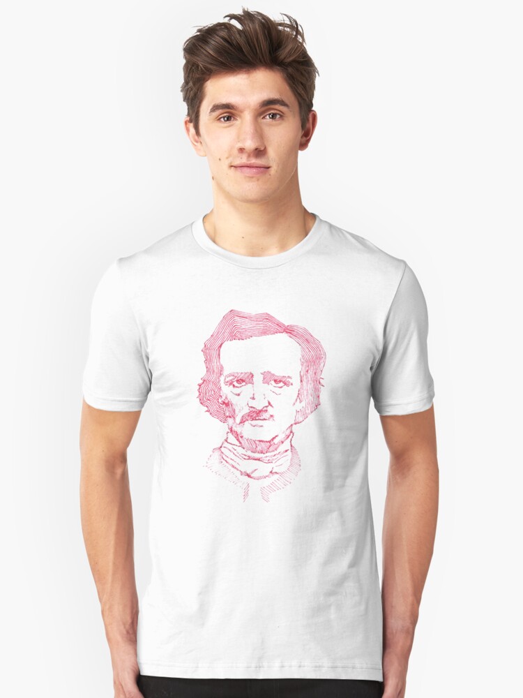 Edgar Allan Poe Line Drawing Red T Shirt By Jennyvas2 Redbubble