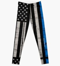 Police blue line Flag Leggings