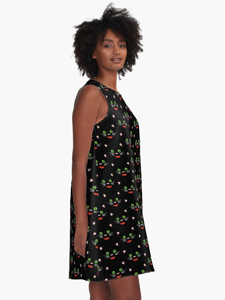 Alternate view of Happy Black Cat A-Line Dress