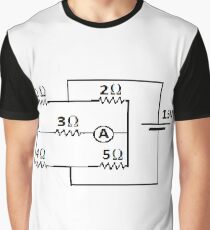 There is the electrical circuit with a battery, five resistors, and an ammeter. What electric current shows the ammeter? Graphic T-Shirt