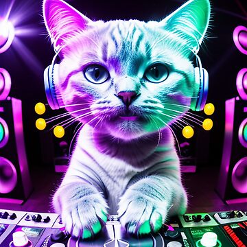 Funny Cute DJ Cat Metal Print for Sale by Nextlevellife