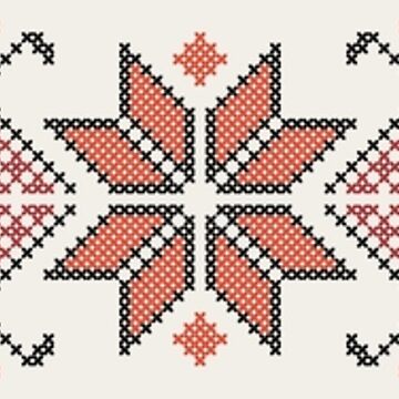 Artwork thumbnail, Palestinian Jordanian Tatreez Cross Stitch Realistic Traditional Embroidery Pattern Design #4 by QualiTshirt