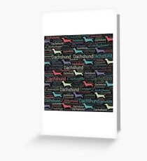 Dachshund silhouette and word art pattern Greeting Card