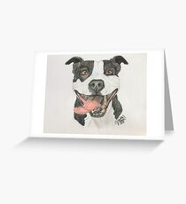 American Pit Bull in Colored Pencil Greeting Card