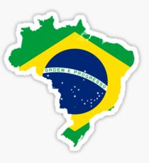 Brazil Flag Map Sticker