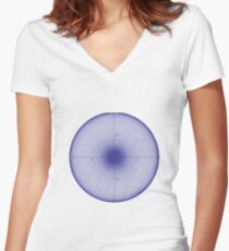 Round spiral blue pattern Women's Fitted V-Neck T-Shirt
