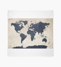 Weltkarte Distressed Navy Tuch