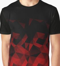 Abstraktes polygonales Muster. Rote, schwarze Dreiecke. Grafik T-Shirt