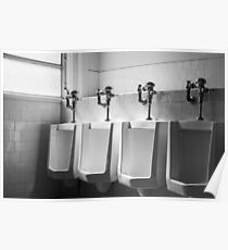 Four Urinals in a Row BW Poster