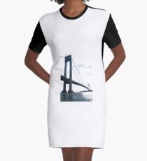 Verrazano Narrows Bridge, New York City, #VerrazanoNarrowsBridge, #VerrazanoBridge, #NewYorkCity Graphic T-Shirt Dress