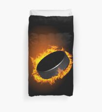 Burning Hockey Puck Duvet Cover