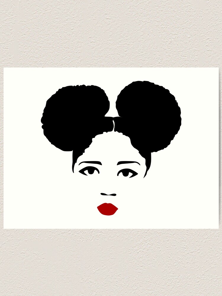 Afro Puffs Red Lips Art Print By Paperflodesigns Redbubble