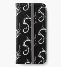 Curled Dragon - White on Black iPhone Wallet/Case/Skin