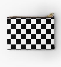 Checkered Black and White Zipper Pouch